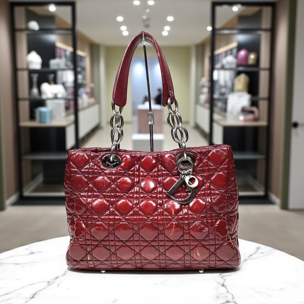Dior Burgundy Patent Leather Shoulder Bag